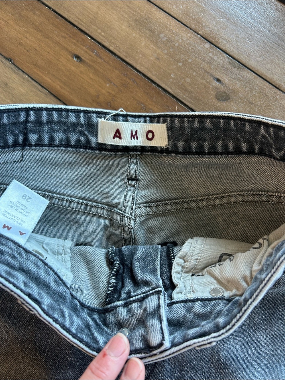 AMO Chloe Crop Straight Leg Grey Skies Jeans 29 - Picture 5 of 15
